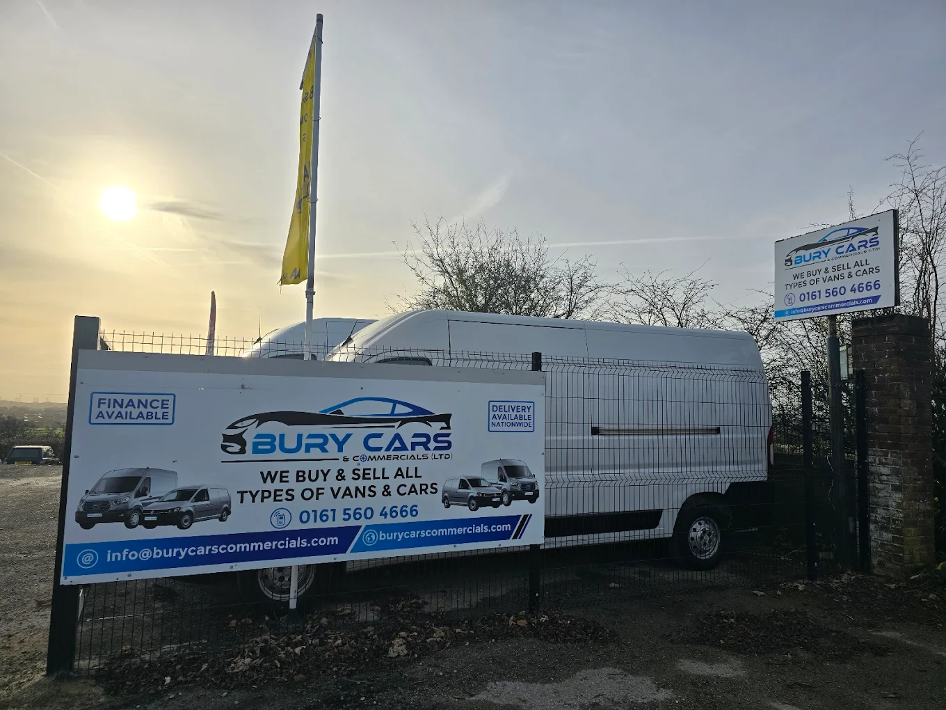 a white van with a sign on it